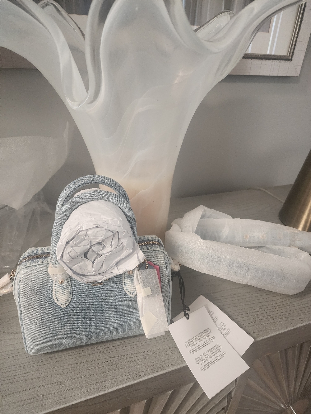 NWT Coach Loved Denim Mini Rowan Crossbody - Blue Denim SAME DAY SHIP - Picture 7 of 12